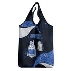 Personalized North Melbourne Football Grocery Bag Easter Egg Pattern Blue White Tribal Dot Art Style