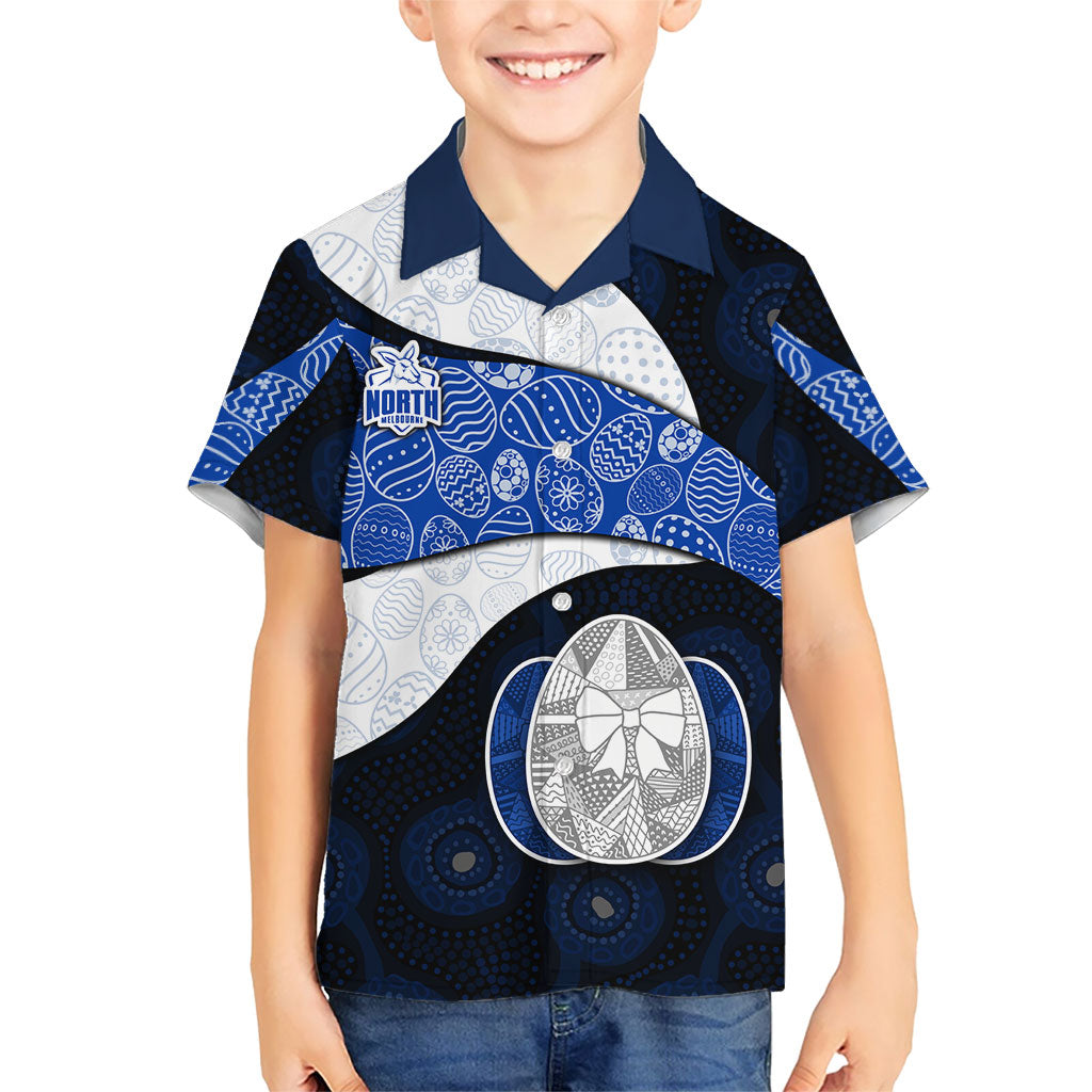 Personalized North Melbourne Football Hawaiian Shirt Easter Egg Pattern Blue White Tribal Dot Art Style