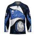 Personalized North Melbourne Football Hockey Jersey Easter Egg Pattern Blue White Tribal Dot Art Style