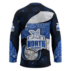 Personalized North Melbourne Football Hockey Jersey Easter Egg Pattern Blue White Tribal Dot Art Style