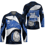 Personalized North Melbourne Football Hockey Jersey Easter Egg Pattern Blue White Tribal Dot Art Style