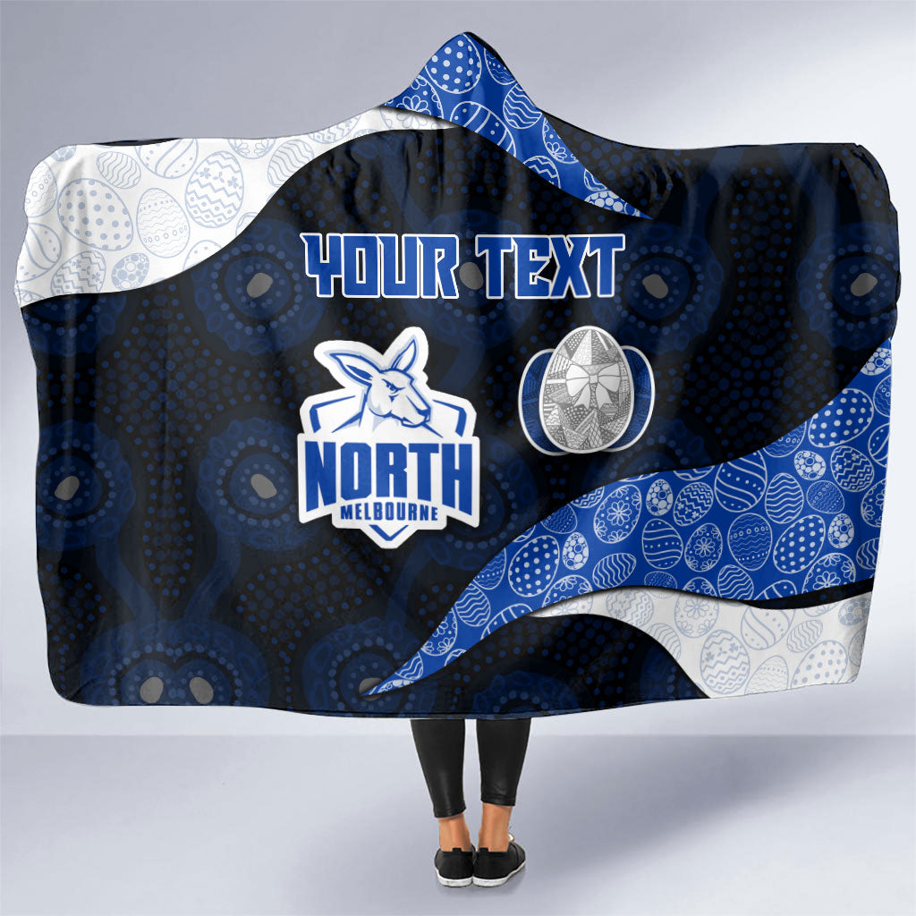 Personalized North Melbourne Football Hooded Blanket Easter Egg Pattern Blue White Tribal Dot Art Style