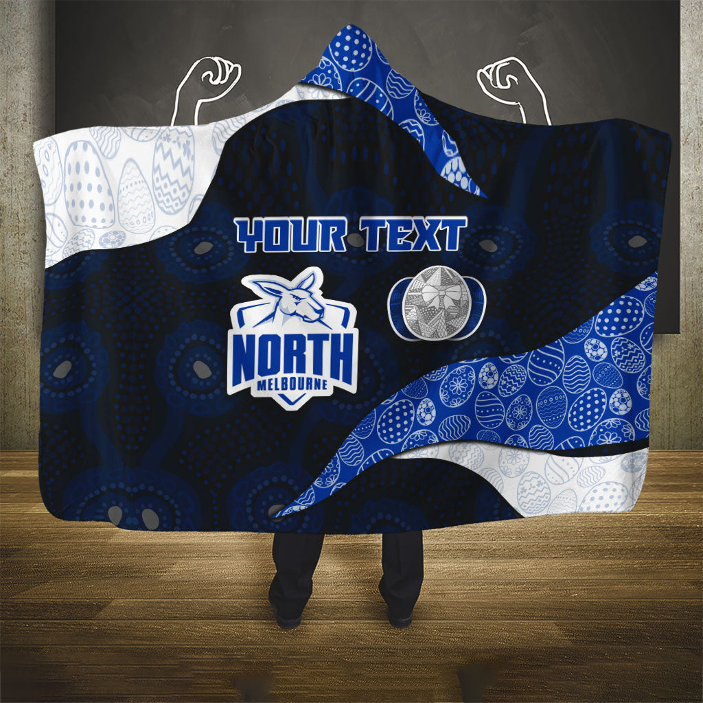 Personalized North Melbourne Football Hooded Blanket Easter Egg Pattern Blue White Tribal Dot Art Style
