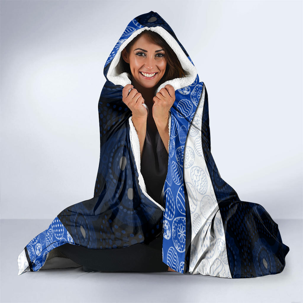 Personalized North Melbourne Football Hooded Blanket Easter Egg Pattern Blue White Tribal Dot Art Style