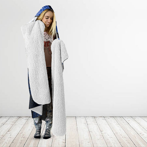Personalized North Melbourne Football Hooded Blanket Easter Egg Pattern Blue White Tribal Dot Art Style