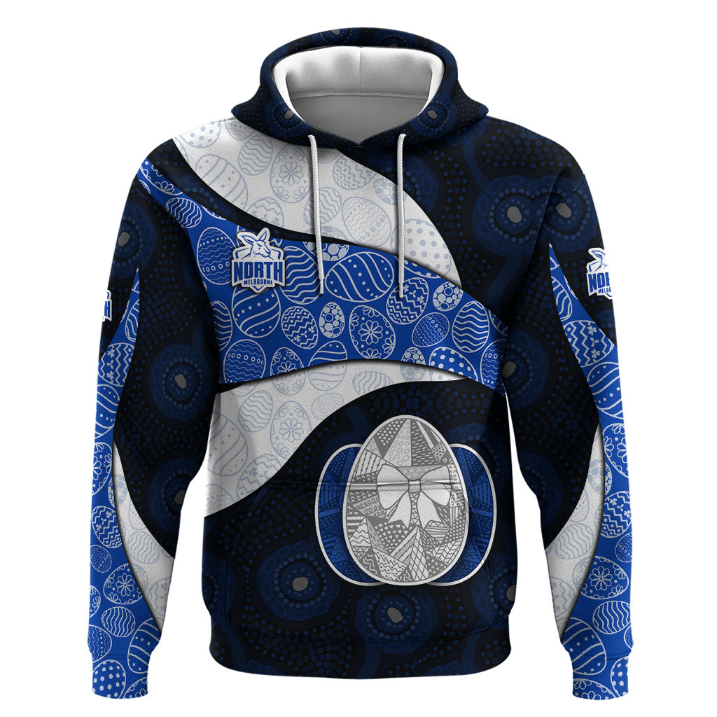 Personalized North Melbourne Football Hoodie Easter Egg Pattern Blue White Tribal Dot Art Style
