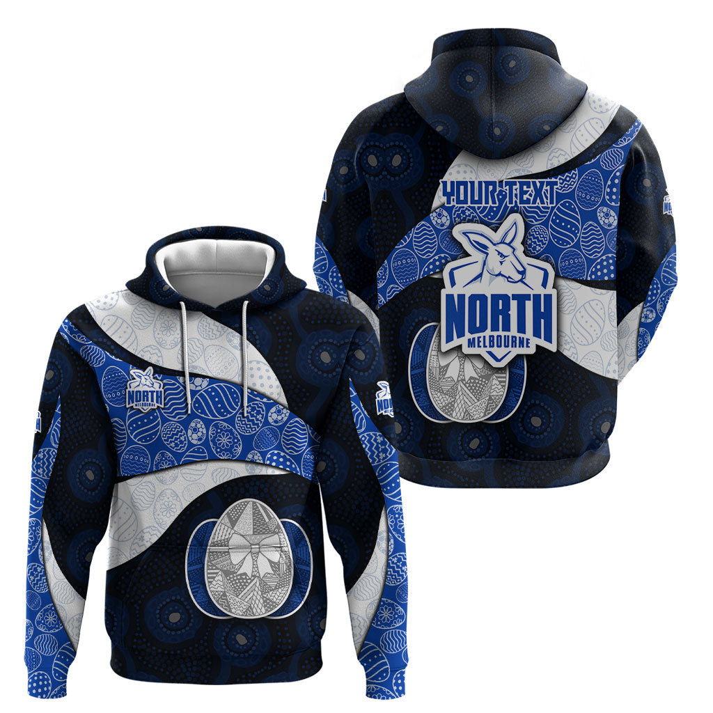 Personalized North Melbourne Football Hoodie Easter Egg Pattern Blue White Tribal Dot Art Style