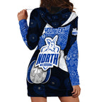 Personalized North Melbourne Football Hoodie Dress Easter Egg Pattern Blue White Tribal Dot Art Style