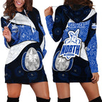 Personalized North Melbourne Football Hoodie Dress Easter Egg Pattern Blue White Tribal Dot Art Style