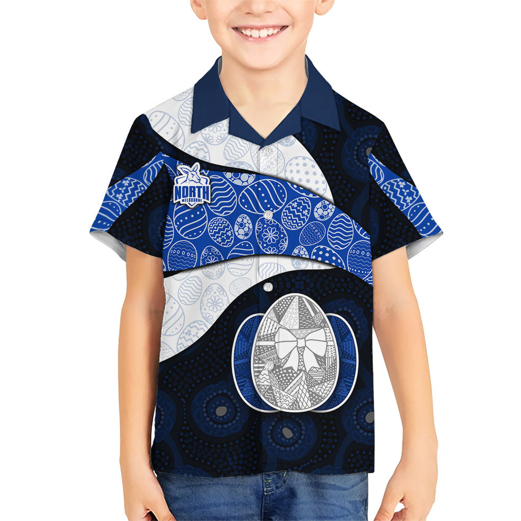Personalized North Melbourne Football Kid Hawaiian Shirt Easter Egg Pattern Blue White Tribal Dot Art Style