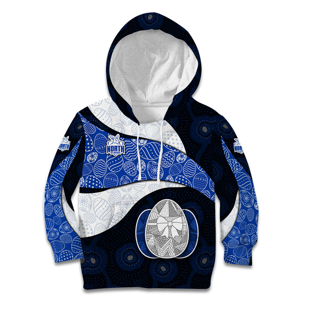 Personalized North Melbourne Football Kid Hoodie Easter Egg Pattern Blue White Tribal Dot Art Style