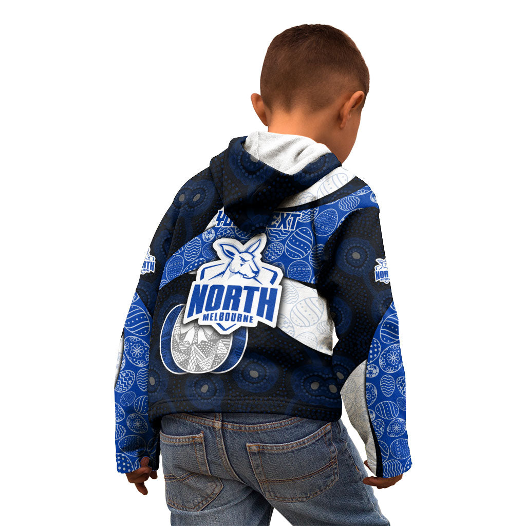 Personalized North Melbourne Football Kid Hoodie Easter Egg Pattern Blue White Tribal Dot Art Style
