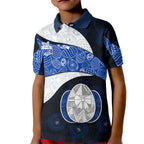 Personalized North Melbourne Football Kid Polo Shirt Easter Egg Pattern Blue White Tribal Dot Art Style