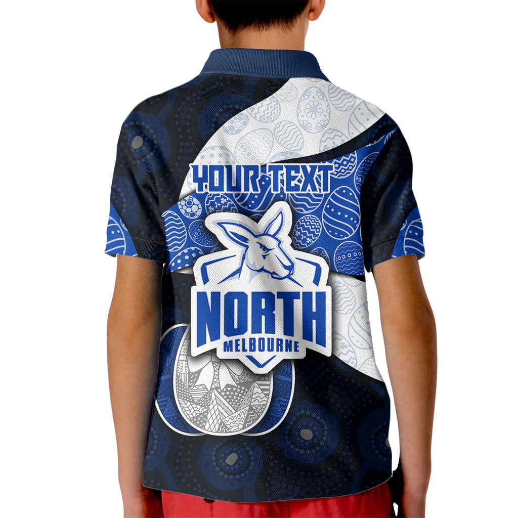 Personalized North Melbourne Football Kid Polo Shirt Easter Egg Pattern Blue White Tribal Dot Art Style
