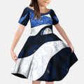 Personalized North Melbourne Football Kid Short Sleeve Dress Easter Egg Pattern Blue White Tribal Dot Art Style