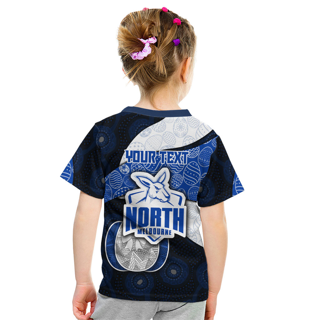 Personalized North Melbourne Football Kid T Shirt Easter Egg Pattern Blue White Tribal Dot Art Style