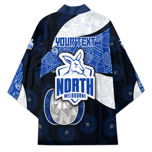 Personalized North Melbourne Football Kimono Easter Egg Pattern Blue White Tribal Dot Art Style