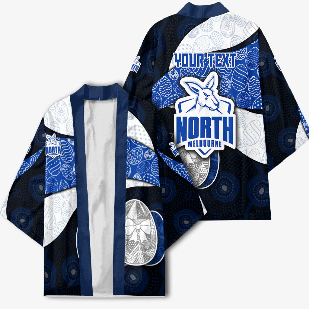 Personalized North Melbourne Football Kimono Easter Egg Pattern Blue White Tribal Dot Art Style