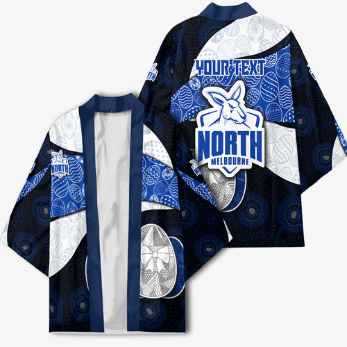 Personalized North Melbourne Football Kimono Easter Egg Pattern Blue White Tribal Dot Art Style