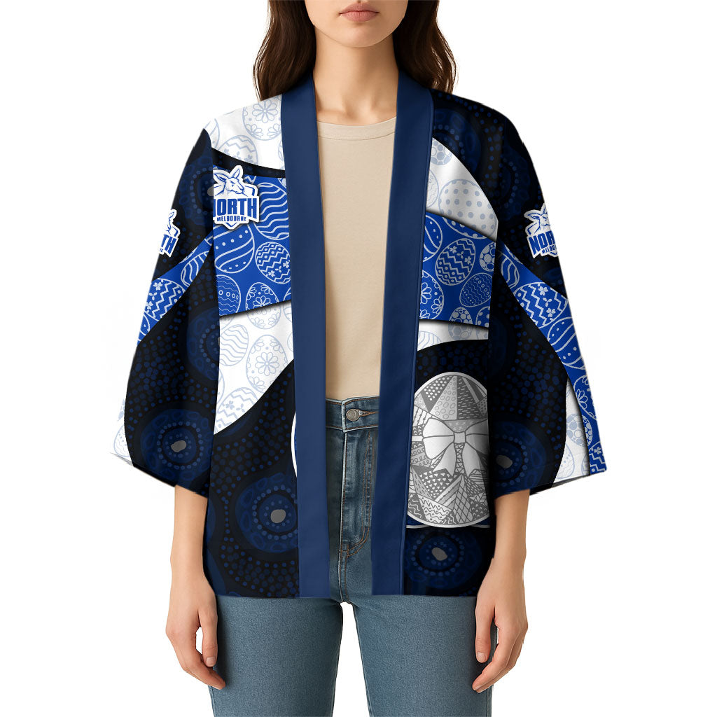 Personalized North Melbourne Football Kimono Easter Egg Pattern Blue White Tribal Dot Art Style