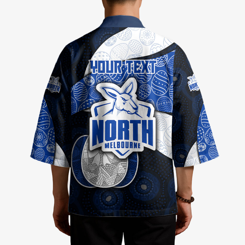 Personalized North Melbourne Football Kimono Easter Egg Pattern Blue White Tribal Dot Art Style