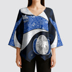 Personalized North Melbourne Football Kimono Sleeve Blouse Easter Egg Pattern Blue White Tribal Dot Art Style