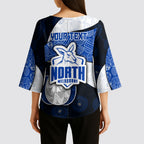 Personalized North Melbourne Football Kimono Sleeve Blouse Easter Egg Pattern Blue White Tribal Dot Art Style