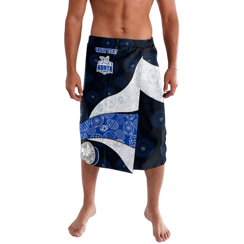 Personalized North Melbourne Football Lavalava Easter Egg Pattern Blue White Tribal Dot Art Style