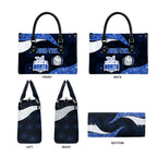 Personalized North Melbourne Football Leather Bag Easter Egg Pattern Blue White Tribal Dot Art Style