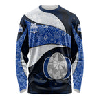 Personalized North Melbourne Football Long Sleeve Shirt Easter Egg Pattern Blue White Tribal Dot Art Style