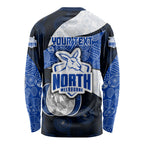 Personalized North Melbourne Football Long Sleeve Shirt Easter Egg Pattern Blue White Tribal Dot Art Style