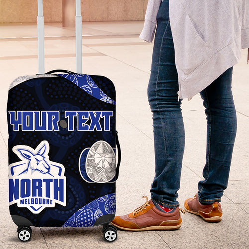 Personalized North Melbourne Football Luggage Cover Easter Egg Pattern Blue White Tribal Dot Art Style