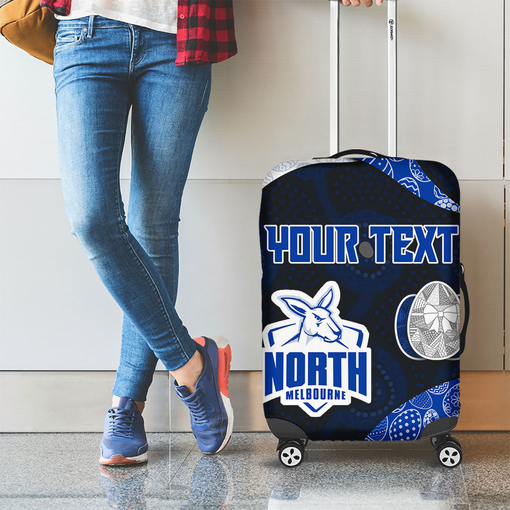 Personalized North Melbourne Football Luggage Cover Easter Egg Pattern Blue White Tribal Dot Art Style