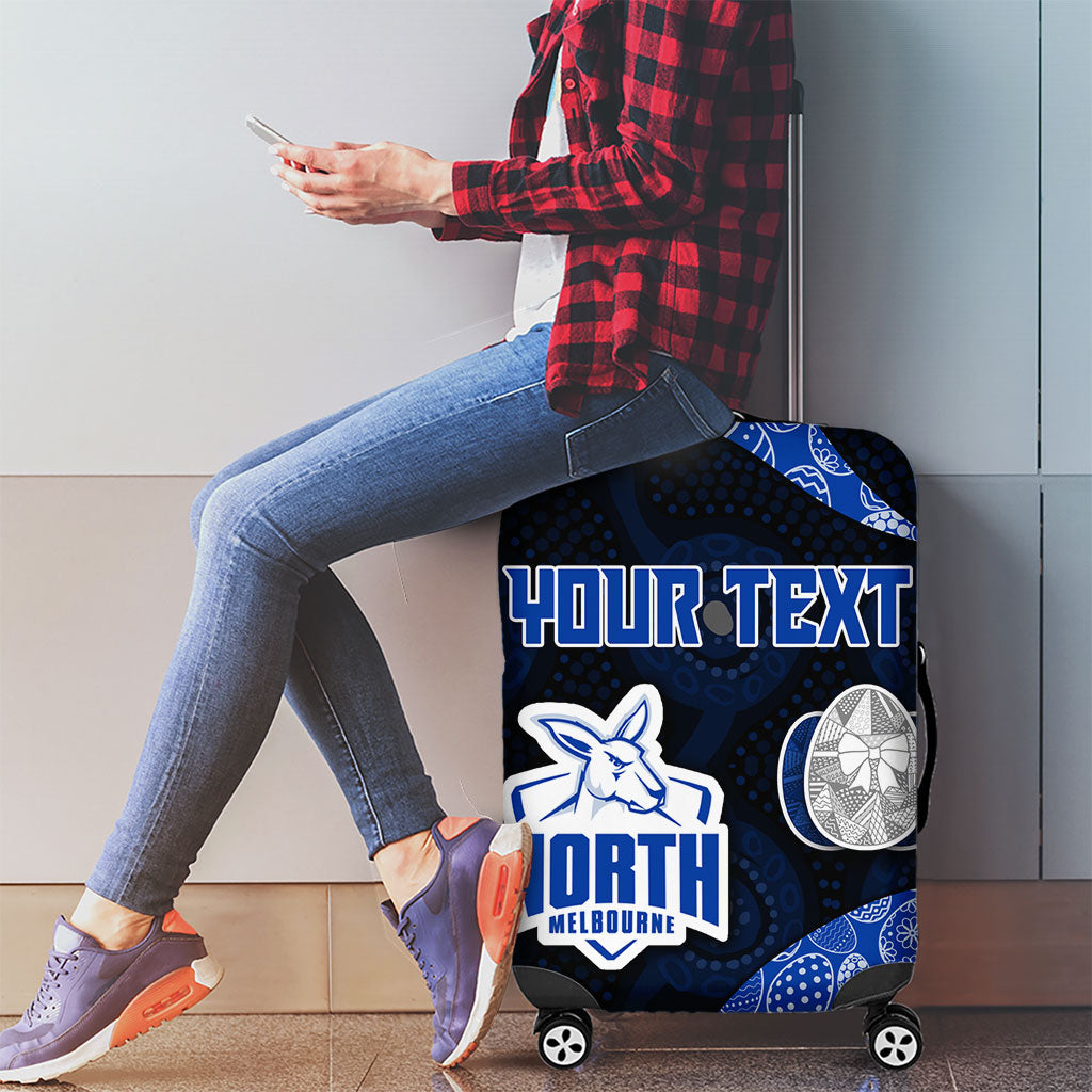 Personalized North Melbourne Football Luggage Cover Easter Egg Pattern Blue White Tribal Dot Art Style