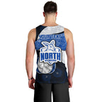 Personalized North Melbourne Football Men Tank Top Easter Egg Pattern Blue White Tribal Dot Art Style