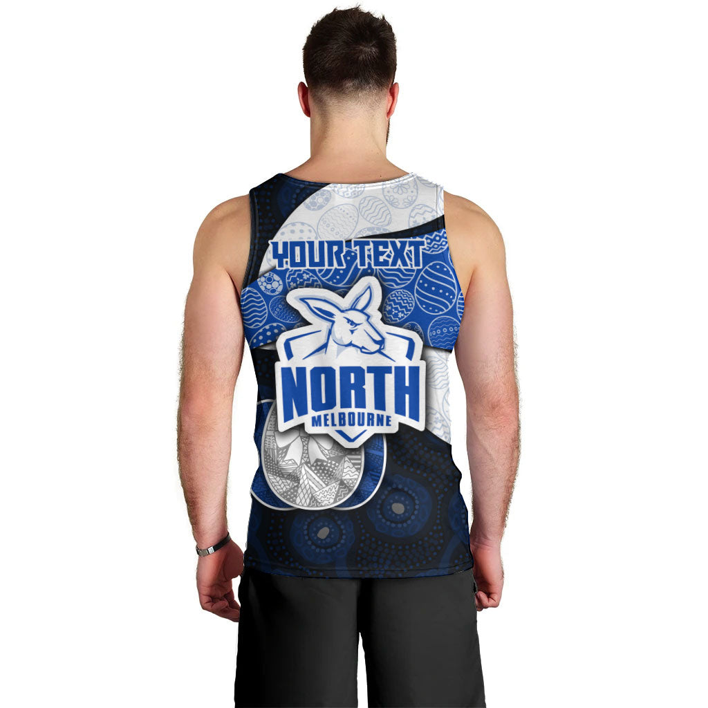 Personalized North Melbourne Football Men Tank Top Easter Egg Pattern Blue White Tribal Dot Art Style