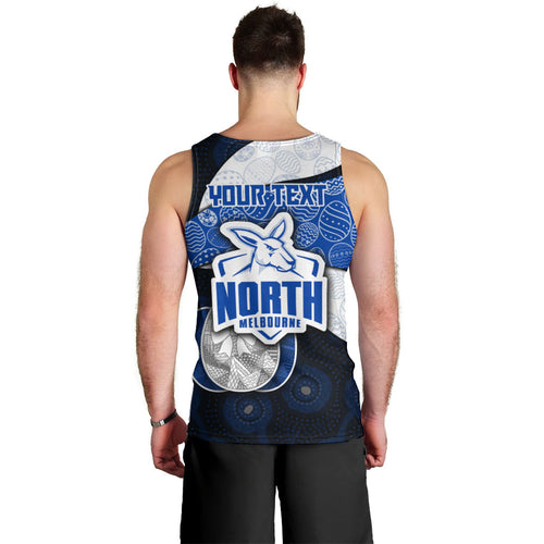 Personalized North Melbourne Football Men Tank Top Easter Egg Pattern Blue White Tribal Dot Art Style