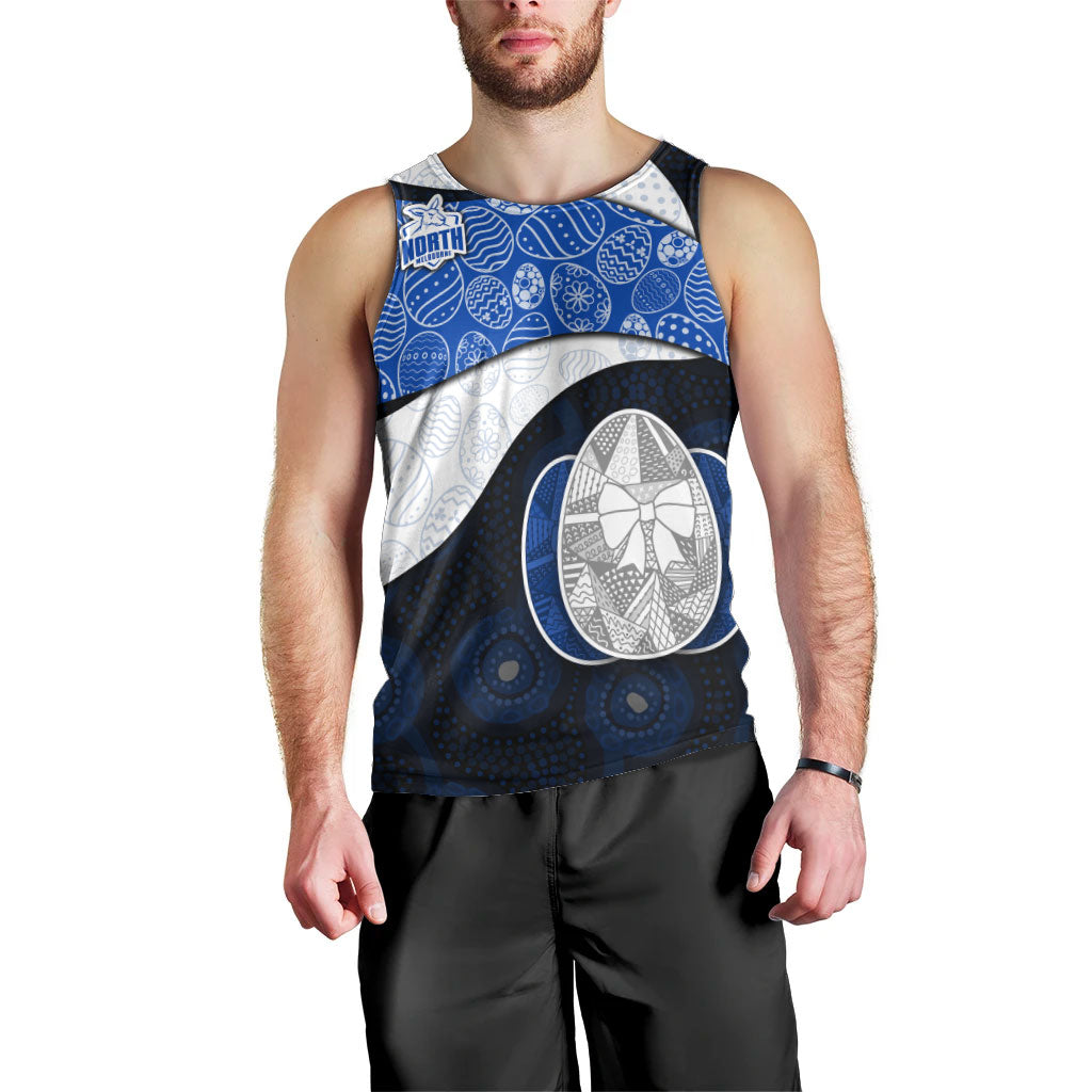 Personalized North Melbourne Football Men Tank Top Easter Egg Pattern Blue White Tribal Dot Art Style
