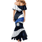 Personalized North Melbourne Football Mermaid Dress Easter Egg Pattern Blue White Tribal Dot Art Style