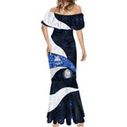 Personalized North Melbourne Football Mermaid Dress Easter Egg Pattern Blue White Tribal Dot Art Style