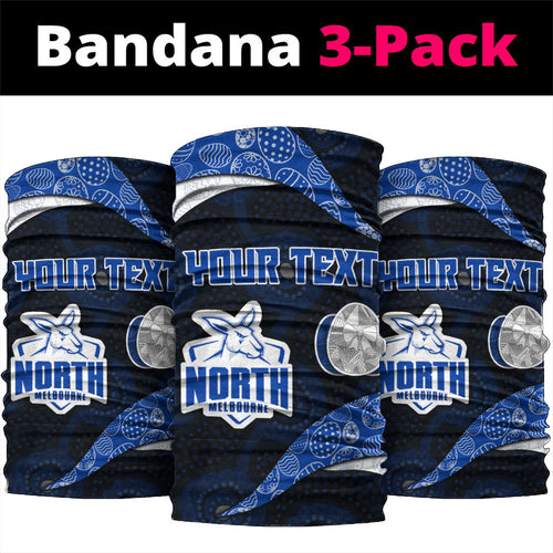 Personalized North Melbourne Football Neck Gaiter Easter Egg Pattern Blue White Tribal Dot Art Style