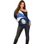 Personalized North Melbourne Football Off Shoulder Sweater Easter Egg Pattern Blue White Tribal Dot Art Style