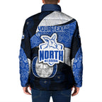 Personalized North Melbourne Football Padded Jacket Easter Egg Pattern Blue White Tribal Dot Art Style