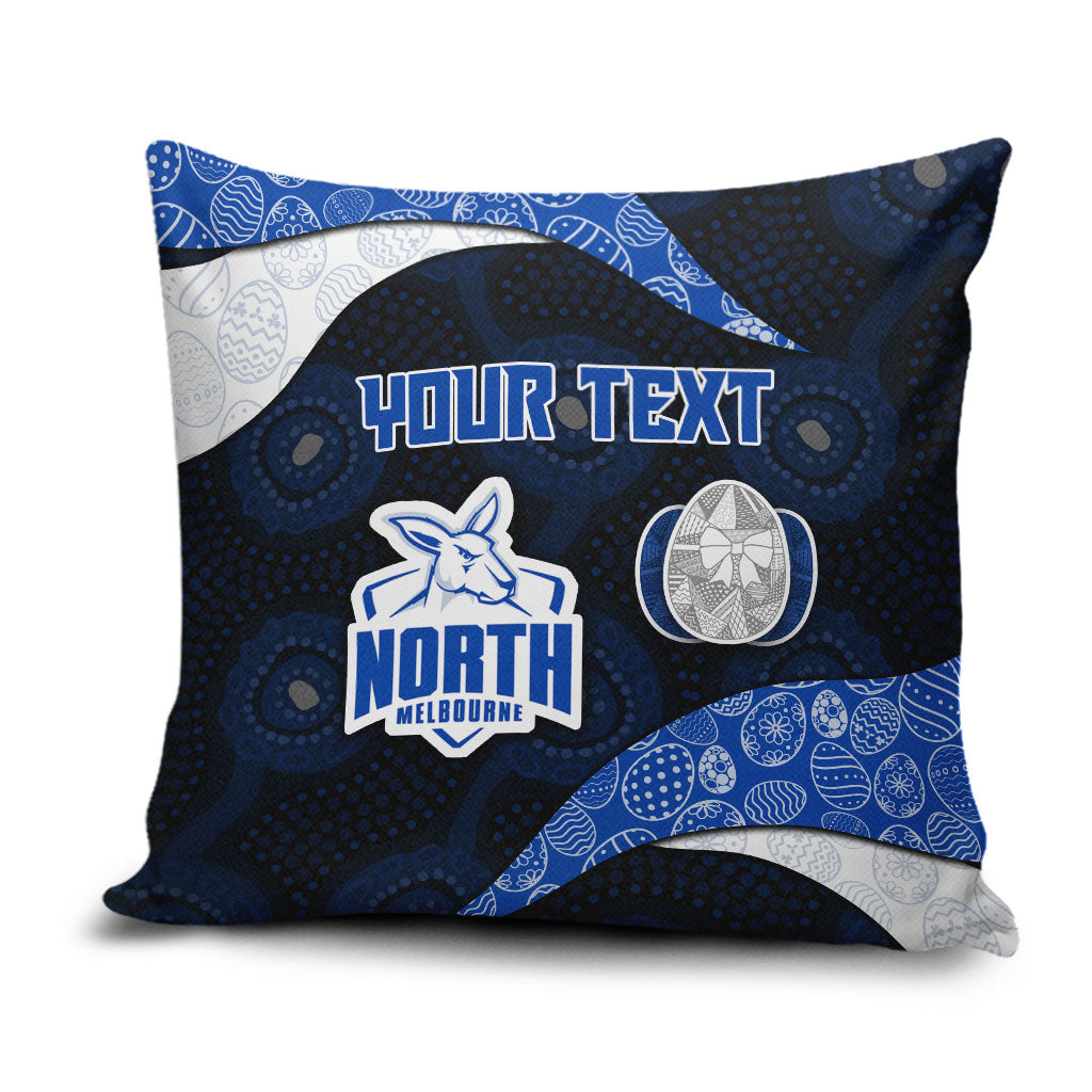 Personalized North Melbourne Football Pillow Cover Easter Egg Pattern Blue White Tribal Dot Art Style