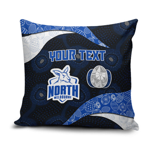 Personalized North Melbourne Football Pillow Cover Easter Egg Pattern Blue White Tribal Dot Art Style