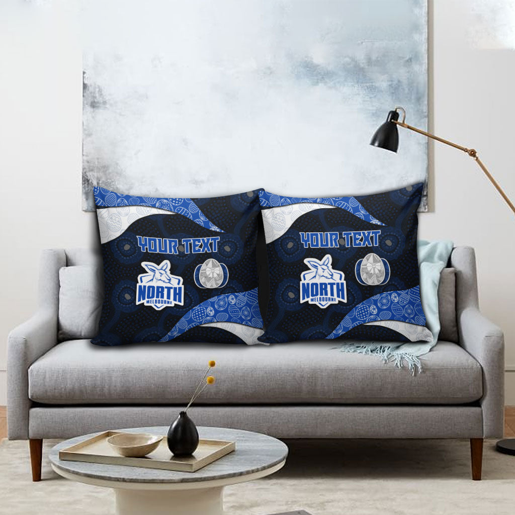 Personalized North Melbourne Football Pillow Cover Easter Egg Pattern Blue White Tribal Dot Art Style