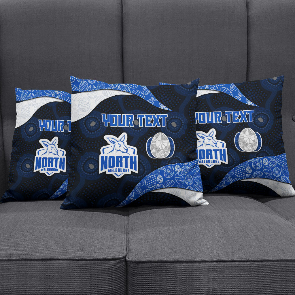 Personalized North Melbourne Football Pillow Cover Easter Egg Pattern Blue White Tribal Dot Art Style
