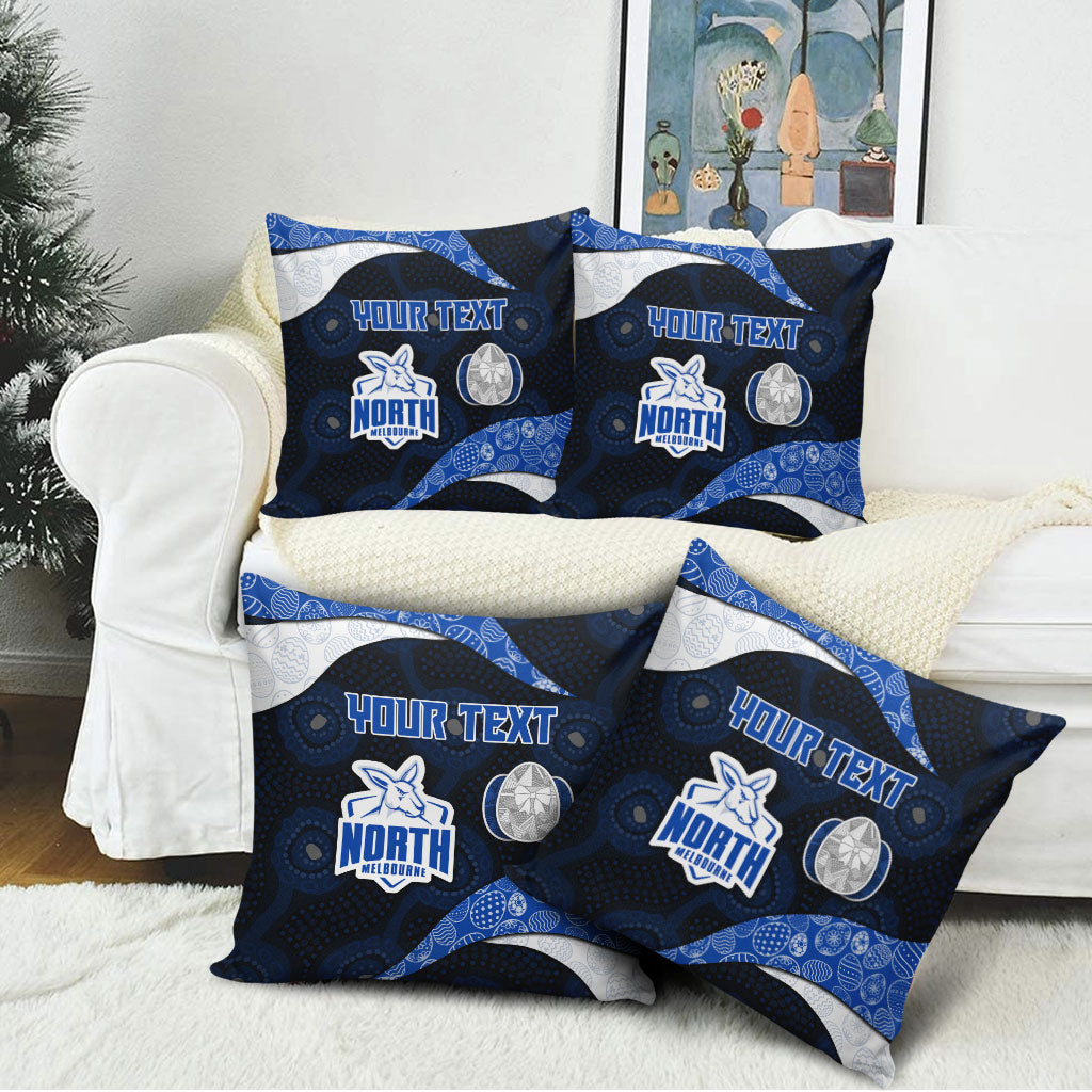 Personalized North Melbourne Football Pillow Cover Easter Egg Pattern Blue White Tribal Dot Art Style
