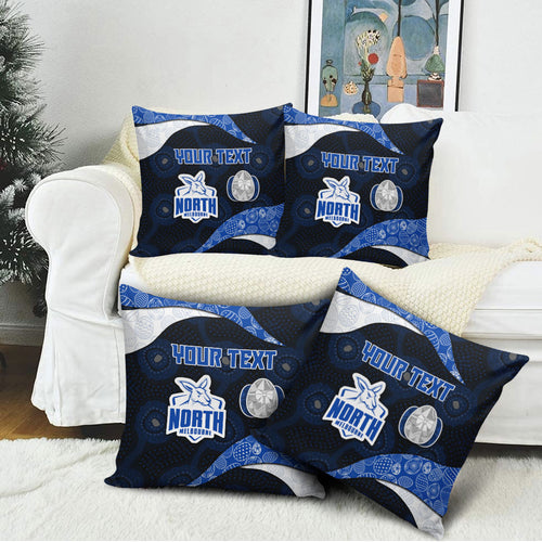 Personalized North Melbourne Football Pillow Cover Easter Egg Pattern Blue White Tribal Dot Art Style