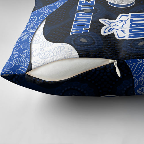 Personalized North Melbourne Football Pillow Cover Easter Egg Pattern Blue White Tribal Dot Art Style